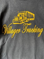 Villager Clothing Trucking Mens Medium T-Shirt Top Graphic Print Logo Black Grey