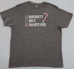 Holiday Time Men’s Gray “Naughty Nice Whatever” Short Sleeve Shirt – Size XL