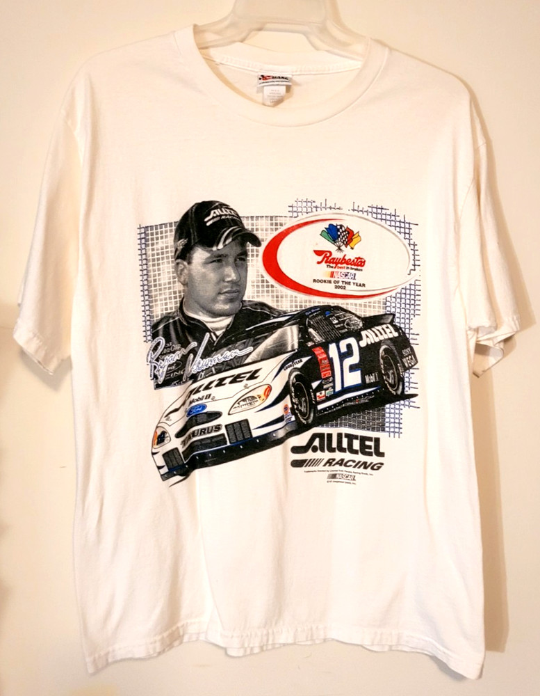 Vtg Rookie Ryan Newman T Shirt #12 Alltel 2002 Checkered Flag Sports Raybestos