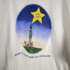 Vintage White T Shirt XL AT&T Cares Cool Graphic Cotton Front Back Hits