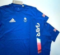 Adidas Training Shirt Team GB Olympic 100% Cotton Blue Men Women XS S M L XL 2XL