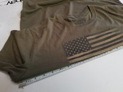 Great American Lakes & Timber USA Flag T Shirt Army Green Cotton Poly Rayon M