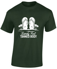SANDY FEET TANNED BODY MENS T SHIRT CASUAL SUMMER CLOTHING COOL BEACH TOP