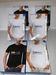 3 pk 32* COOL CREW NECK Short sleeve Black / White under shirt Q-Dry Anti Odor +