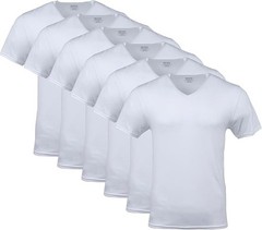 Gildan Men’s V-Neck T-Shirts, Multipack, Style G1103 Large, White (6-pack)