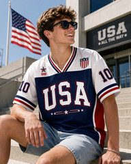 Personalized USA Mesh Shirt, Custom Name Number Patriotic Game Day Tee