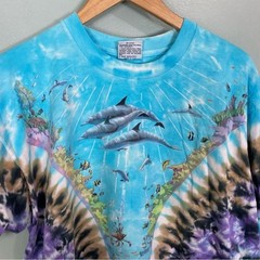Liquid Blue VTG Aquatic Underwater Dolphins Coral Reef Ocean AOP XL T Shirt Tee