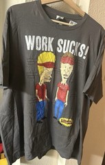 Men’s Beavis and Butthead Work Sucks T-Shirt by MTV