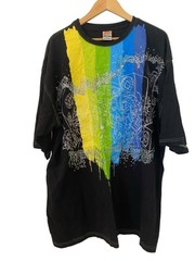 Johnny Blaze Multicolored T-Shirt Y2K Vintage Party Blvd Sequin Men’s Size 3XL