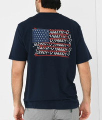 JOHNNIE-O NAVY SURFERS & STRIPES COTTON MODAL POCKET SHORT SLEEVE T-SHIRT SZ M