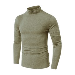 Zonbailon men’s t-shirt high collar bottomed shirt long sleeve slim fit Autumn