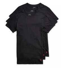 New 3 Pack, Polo Ralph Lauren Men’s Black Slim Fit Crew-Neck T-Shirts Size XL