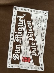 San Miguel Pale Pilsen Beer Top Mens L Brown Graphic Logo Casual Vintage Style