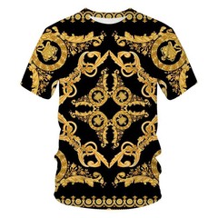 Men Unisex Baroque Golden 3D Print T-Shirt Crew Neck Streetwear Tee 2XS-5XL