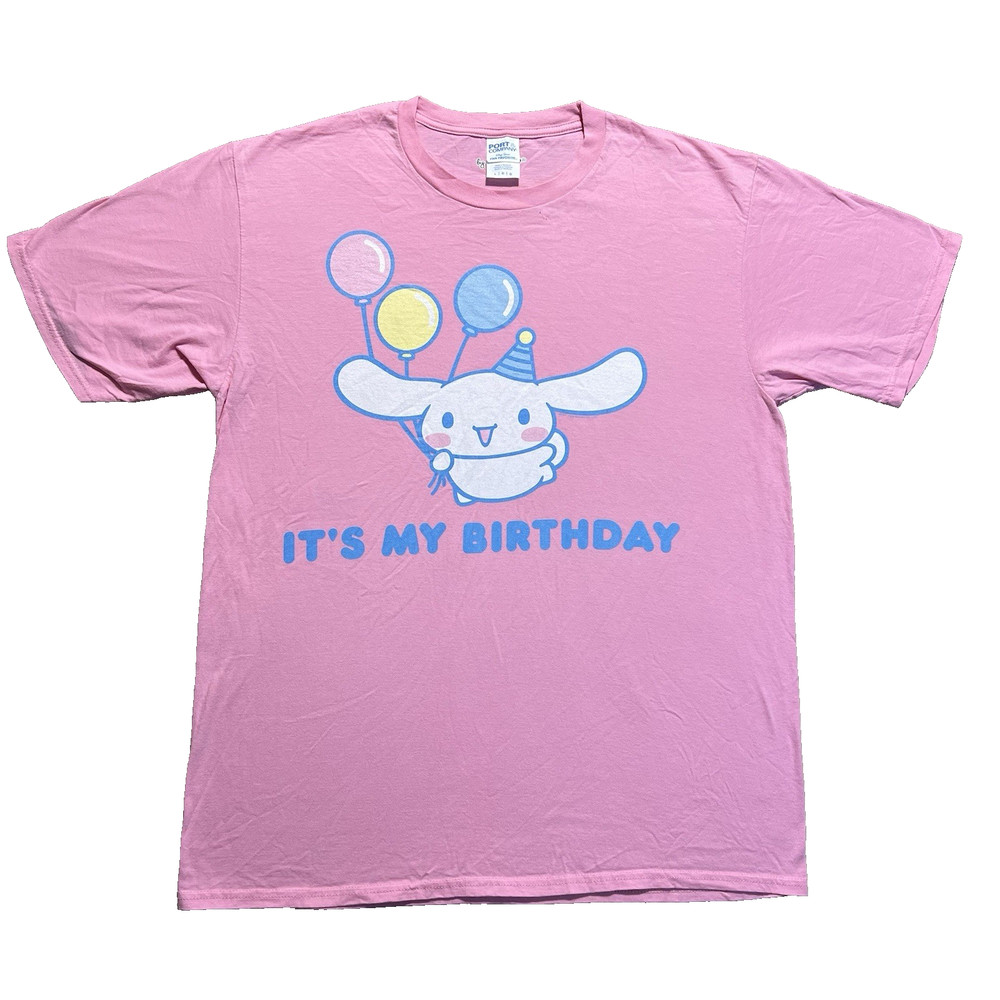 Cinnamoroll Its My Birthday T Shirt Mens Large Pink Sanrio Kawaii Cute Graphic