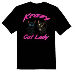 Krazy cat lady cat kitten white or black tee. pets black cats cat lady