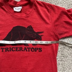 Vintage Steadman T Shirt Triceratops 1982 80s Xs Small Red Thin Baby Tee