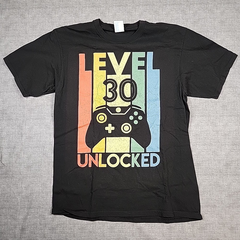 Level 30 Unlocked T Shirt Size M 30th Birthday Gamer Shirt
