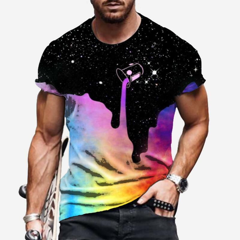 Men T-Shirt Cool Graphic Print Fitness Short Sleeve Black T Shirt Ultra Soft Tee