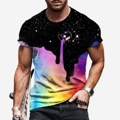 Men T-Shirt Cool Graphic Print Fitness Short Sleeve Black T Shirt Ultra Soft Tee
