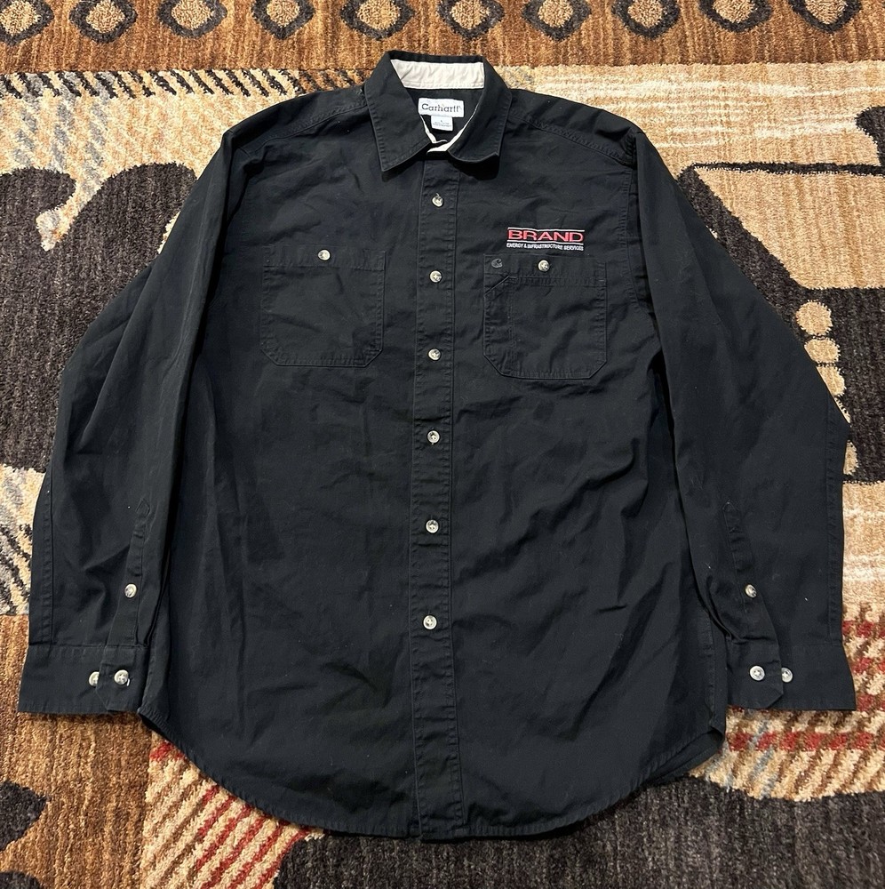 🟥🟥🟥 CARHARTT BRAND ENERGY SERVICES CANVAS LONG SLEEVE SHIRT MEN’S LARGE S207