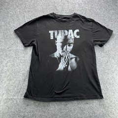 Tupac Shirt Mens XL Black Praying Hands 2Pac Graphic Tee Rap Hip Hop Music
