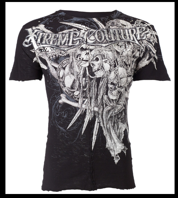 XTREME COUTURE by AFFLICTION Black OUTLAW Short Sleeve Slim Fit T-shirt NWT
