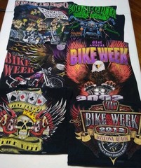 Lot Of 6 Men’s Size Large Black T-Shirts Biker Motorcycle With Damage