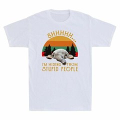 Elephant Shhh I‘m Hiding From Stupid People Funny Vintage Men’s T- Shirt Tee