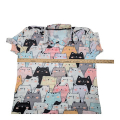 Anime Kitty Cat Button Up Shirt, MEOW MEOW! Colorful Cats Sz XL