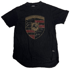 Porsche Crest Men’s Rhinestone T-Shirt Black Medium 3Forty Inc Graphic Tee 2011