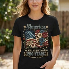 USA 250th Anniversary T-Shirt American Flag Patriotic Tee 1776-2026 Freedom