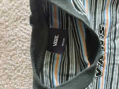 VANS Men’s M Striped Crew Neck Short Sleeve Cotton Knit T-Shirt Embroidered