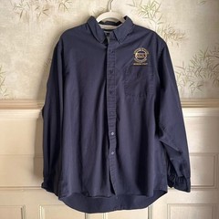 Mens Navy Blue Workwear Button Up Gorpcore Port Authority Antique Wireless XL
