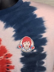 Wendy’s Promo Tee Red, White & Blue Tie Dye Spiral 100% Cotton T-Shirt Sz Large
