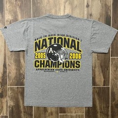 VTG App State Russell T-Shirt Men’s S Gray Polycotton 2006 D1 Football Champs