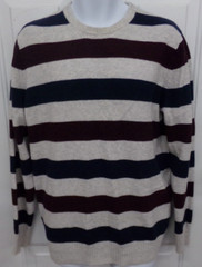 OLD NAVY Men’s Sz L Gray- Blue-Maroon Striped Long Sleeve Wool Blend Sweater