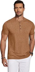 Men’s Short Sleeve Henley Shirt Casual Summer Tee Lightweight Breathable Solid T
