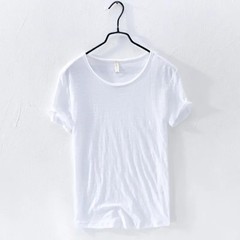 Men’s Raw Edge T-Shirt 100% Cotton Retro Slim Fit Casual O-Neck Lightweight Tee