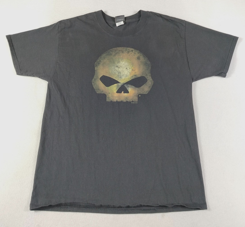 Harley Davidson Skull Shirt Mens Large Black Fort Worth Fast Free Biker TX
