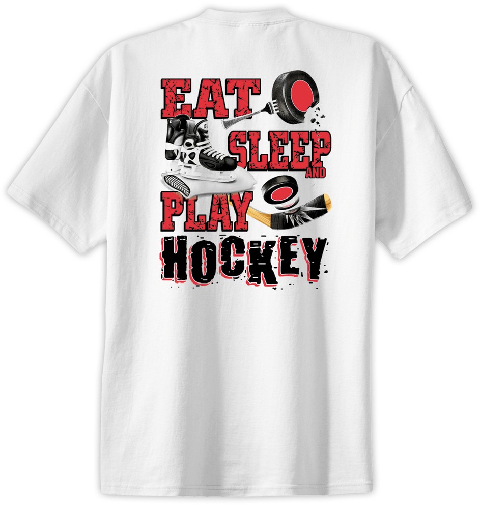 Hockey Eat Sleep Play T-Shirt Jersey Short Sleeve Tee New Adult and Youth Sizes