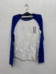Chrome Hearts Scroll Logo Long Sleeve Baseball Tee Shirt White Blue Size S X3