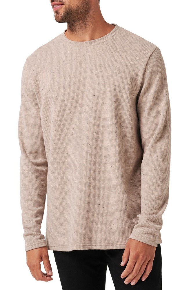 $140 Travis Mathew Men’s Cloud Waffle Crew Shirt – Oxford Tan – Small – New Tag