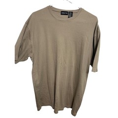 Claiborne Mens XXL T-Shirt Tan Khaki Ribbed 100% Cotton Short Sleeve Crew Neck