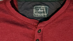 G.H. Bass Co. Men’s Long Sleeve Pullover Waffle Henley Shirt Burgundy Size XL