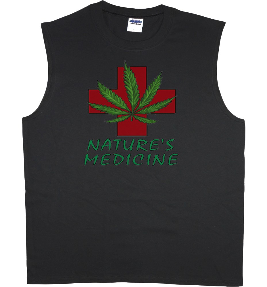 Men’s sleeveless tshirt medical marijuana weed pot cannabis muscle tee tank top