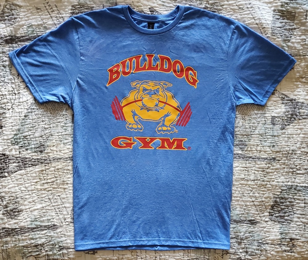 Bulldog Gym Workout Bodybuilding Muscle Royal Blue / Vintage Gold / Red T-Shirt