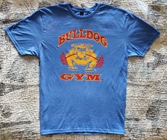 Bulldog Gym Workout Bodybuilding Muscle Royal Blue / Vintage Gold / Red T-Shirt