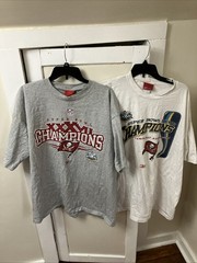 Y2K Reebok Tampa Bay Buccaneers Super Bowl XXXVII Lot Of 2 T Shirts Wear Read