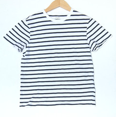J Crew Slub Cotton Yarns Men’s M Navy Stripe Tee Shirt Coastal Nautical Preppy